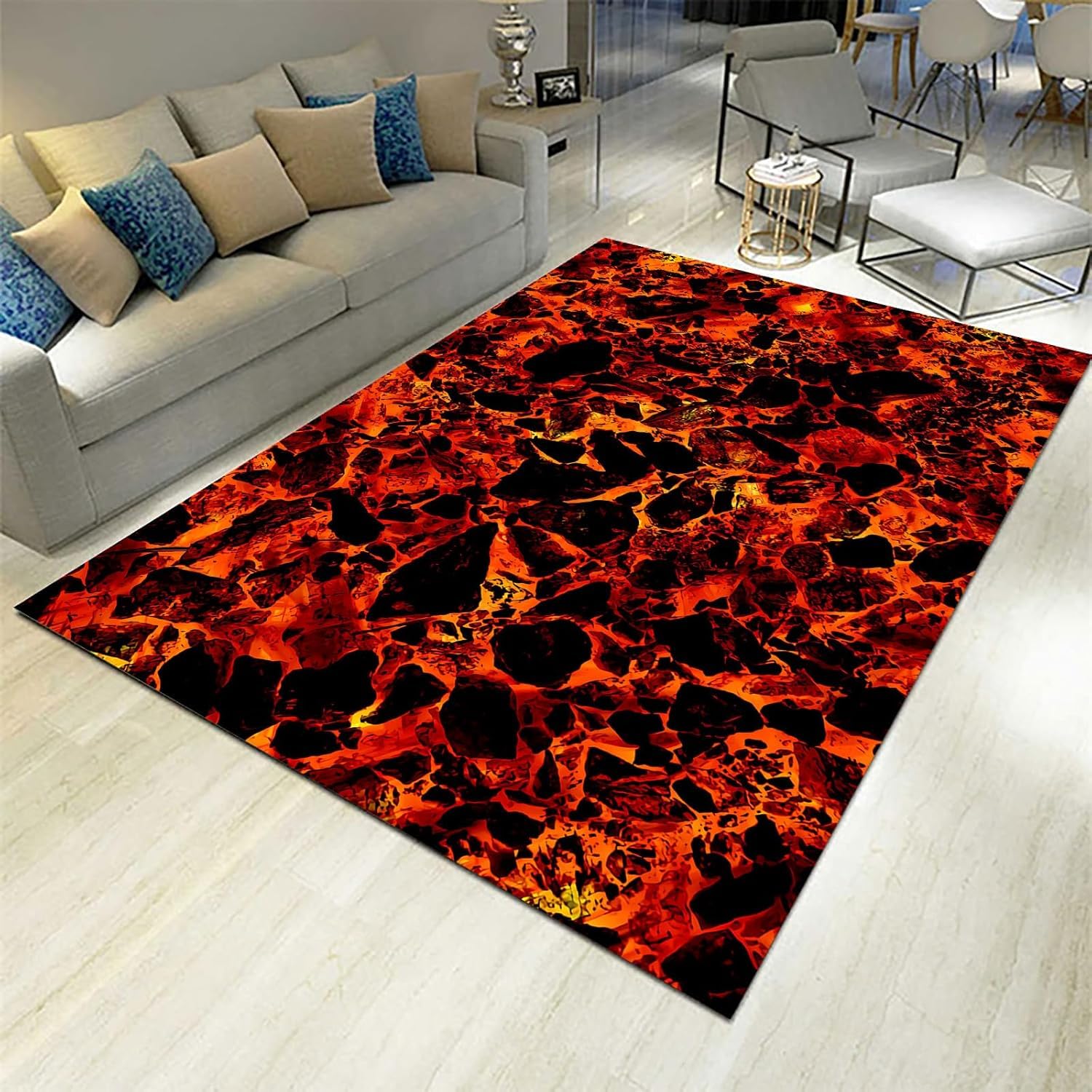 Tapis de salon poils ras nettoyage facile anti-glisse 80x160cm