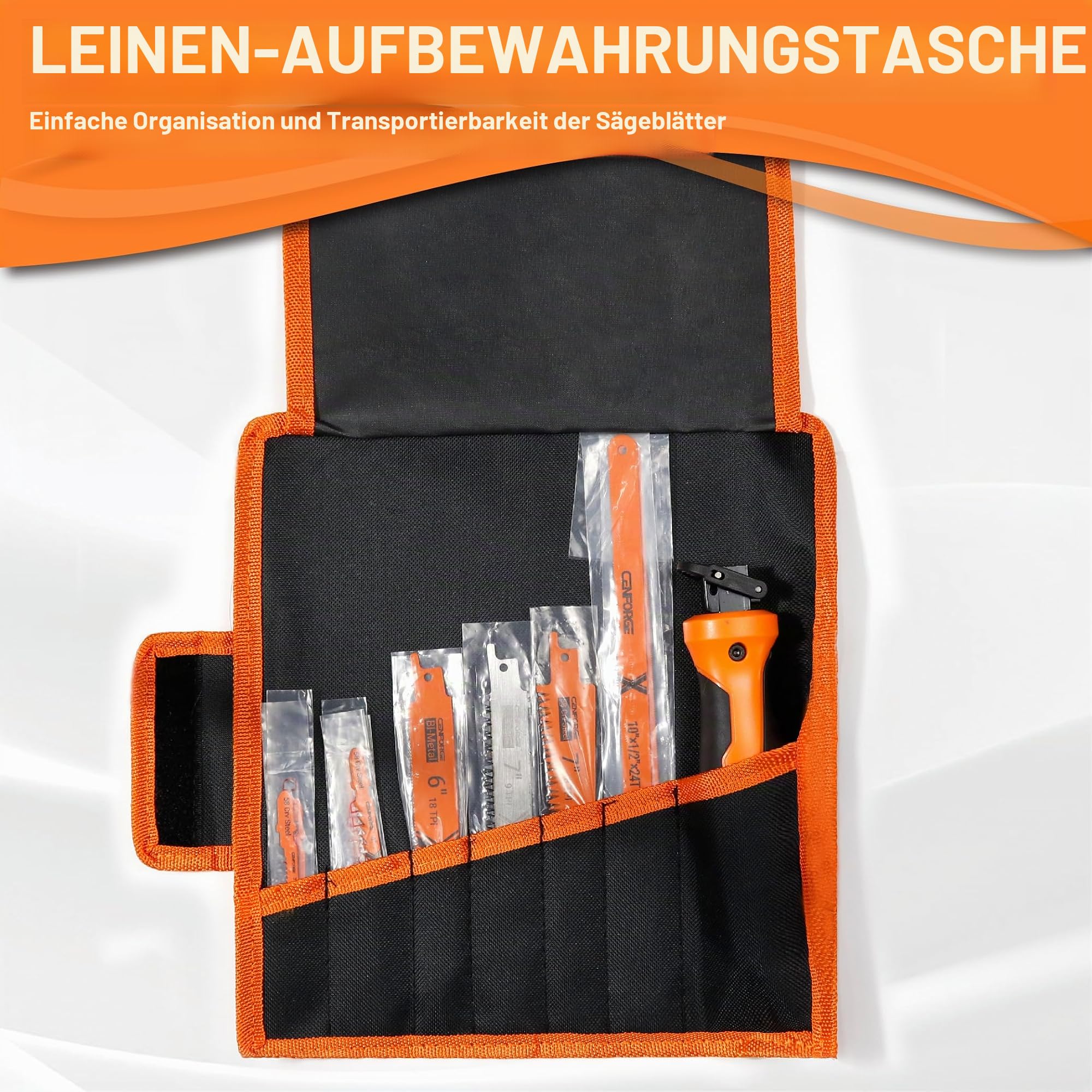 13-tlg. Handsäge-Set mit Schnellwechsel-Griff – Multifunktions-Säge für Holz, Metall, PVC & Gipskarton – Kompakte Jab-Säge inkl. 12 Sägeblätter & Rolltasche für DIY & Camping