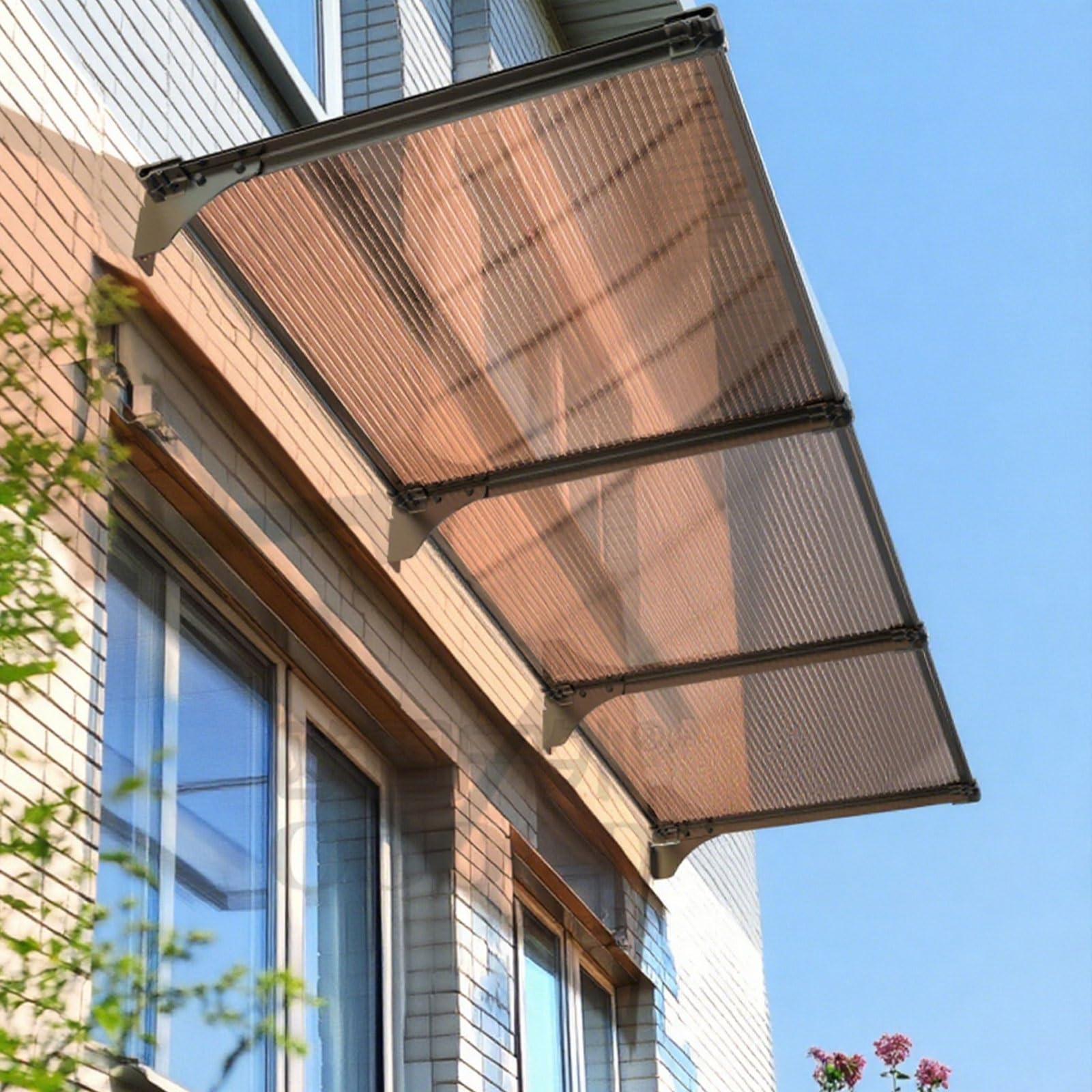 Couverture de patio haut de gamme en métal noir de 80x490cm