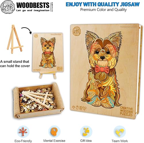 Miniatura 3 de WOODBESTS Rompecabezas de madera para adultos y niños, rompecabezas de Yorkshire, rompecabezas de animales de madera, rompecabezas de corte de