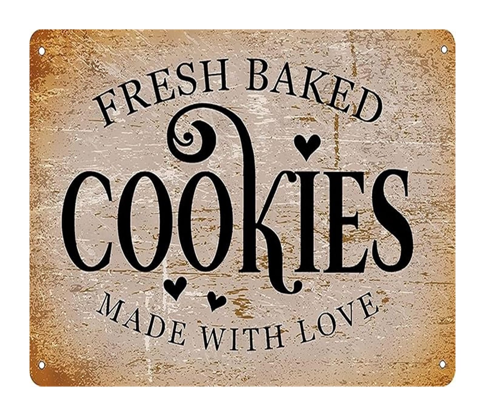MQXFCZUX Fresh Baked Cookies Made with Love Sweet Retro Tin Sign Wall-Art for Kitchen Bakery 8 X 12 in