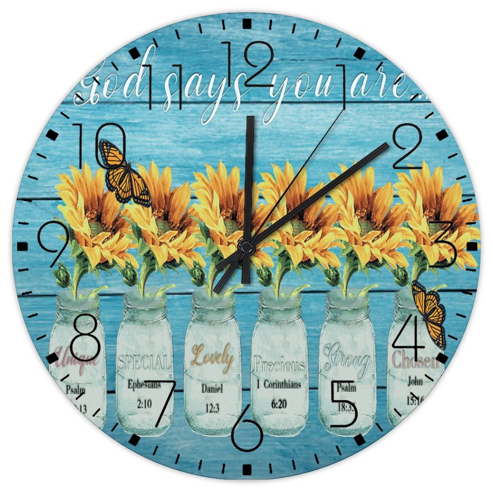 Horloge murale unique « God Says You Are Unique » vintage et spirituelle