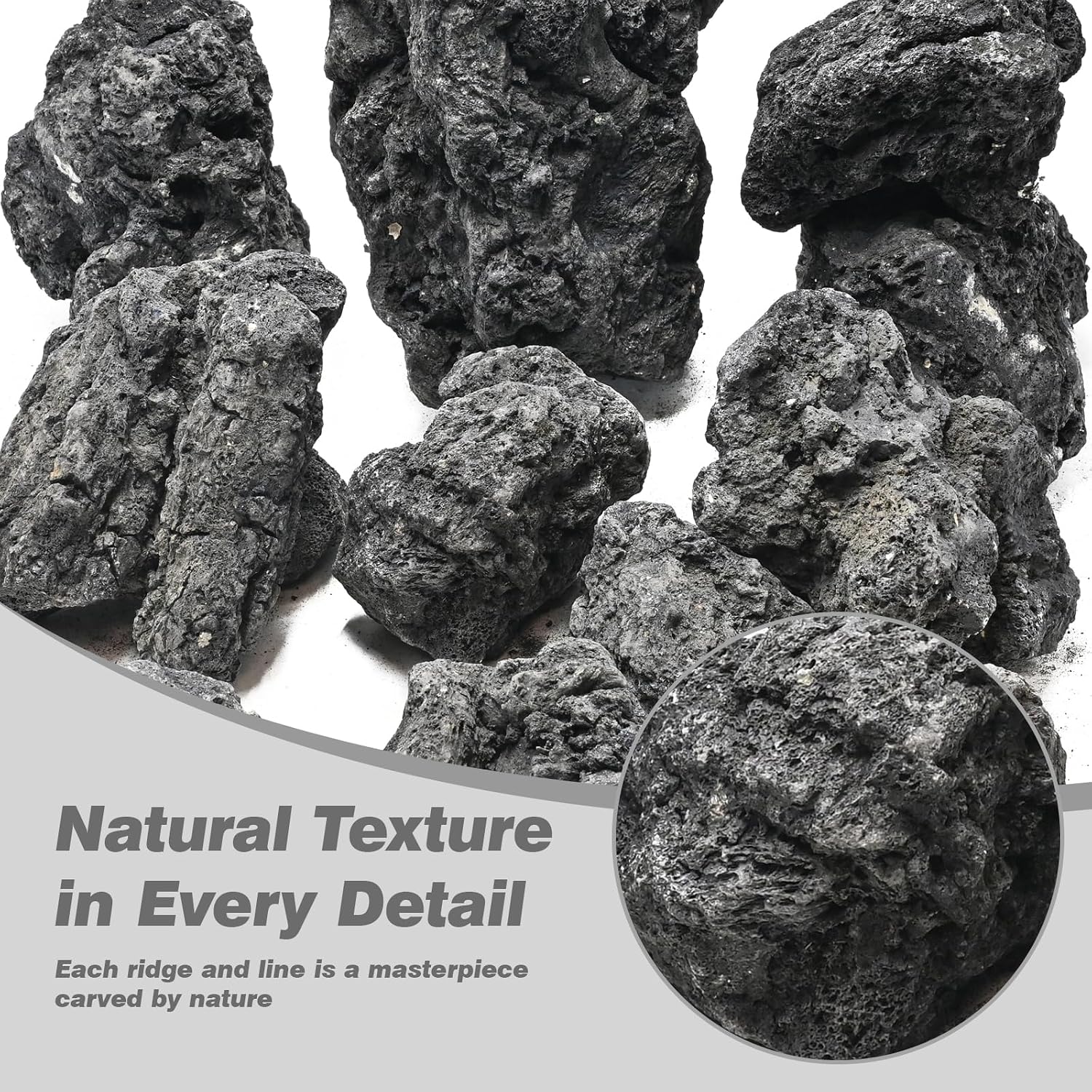 Black Lava Rock Aquarium Stones for Aquascape 30lb Natural Volcanic Rocks for Fish Tank,Terrarium,Reptile Habitat, Landscaping Decor(10-12pcs 4-9 inches)