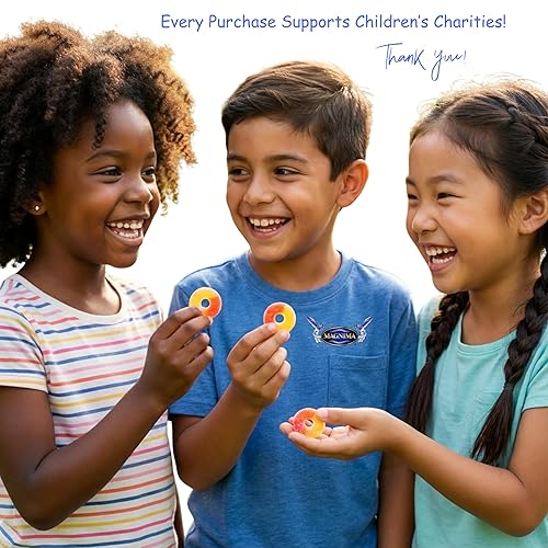 Miniatura 5 de MAGNIMA Anillos de goma de durazno, sin gluten, sin grasa, textura suave y masticable, aperitivo divertido para niños y familia, bolsa resellable de