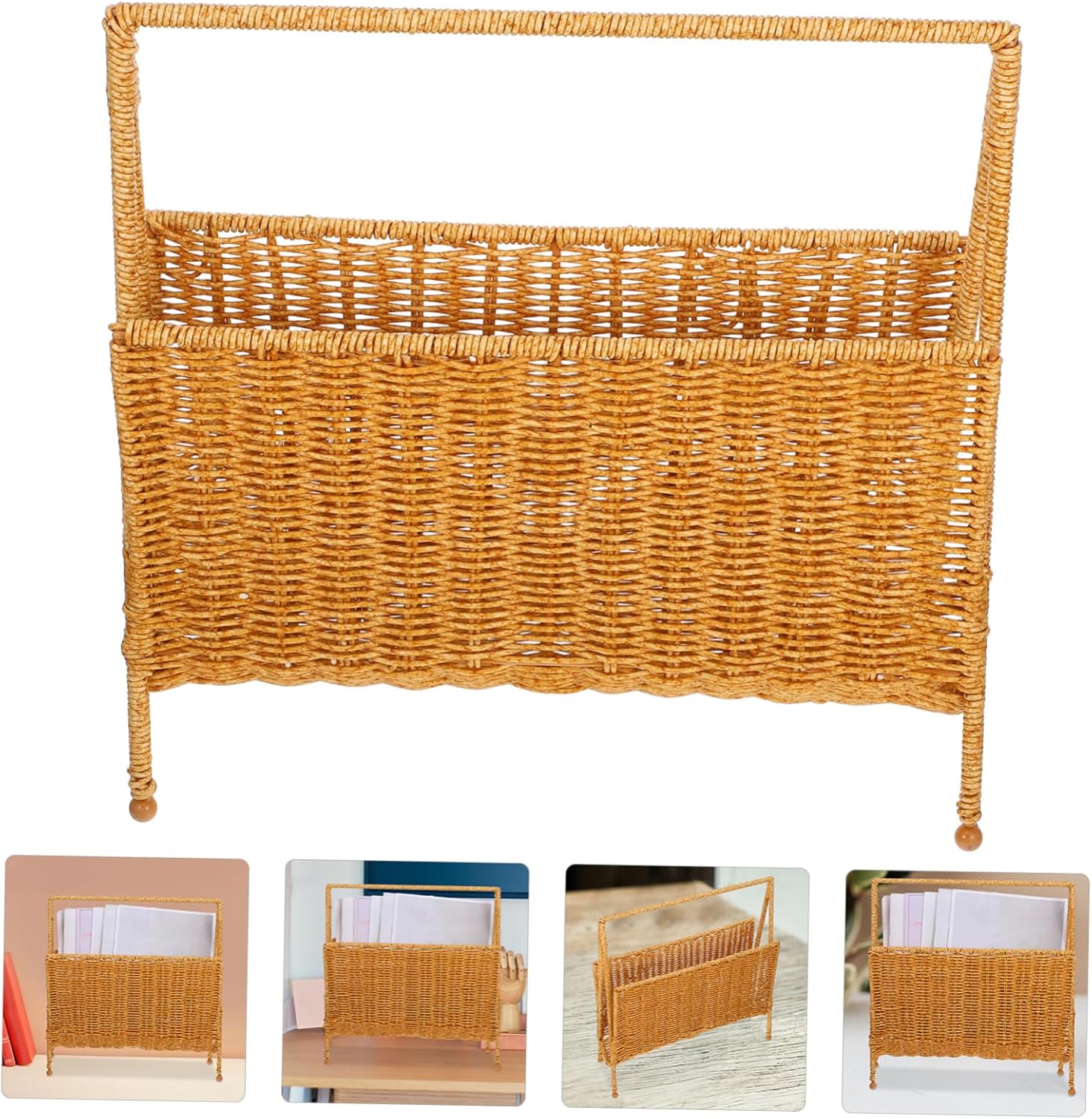 ERINGOGO Lightweight Woven Storage Basket Snack Storage Holder Magazine Basket Home Supplies