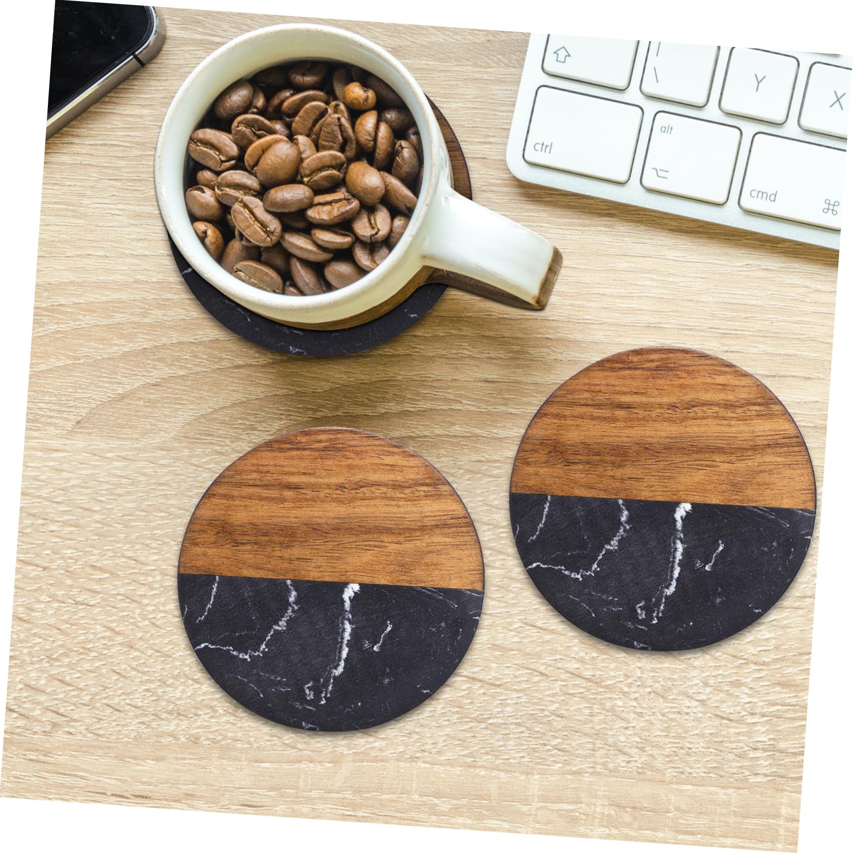 Posavasos de Madera Redondos 4 Piezas Aislamiento Térmico