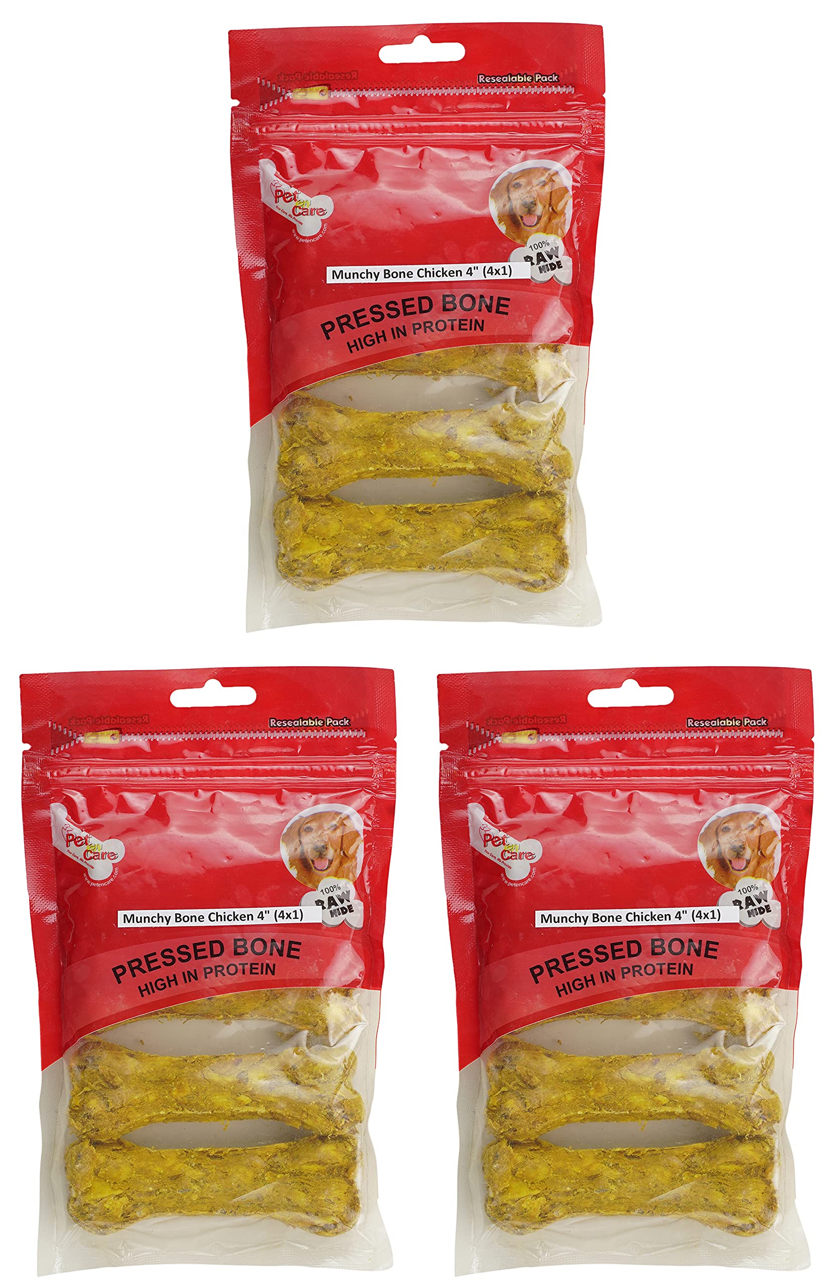 Pet en Care Munchy Bone Chicken (4 inches - 4x1 Pieces) Export Quality (Set of 3)