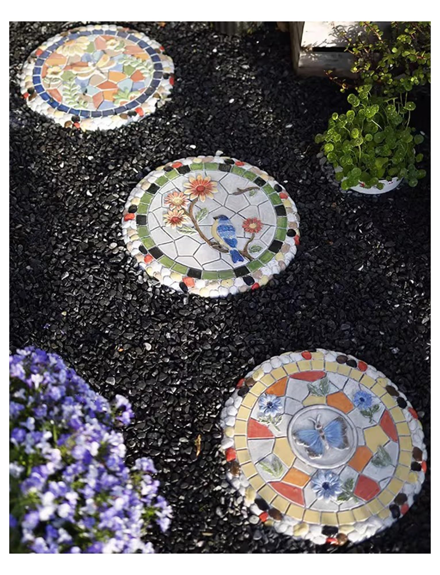 6 pcs Pas Japonais Trottoirs Extérieurs Dalles de Pas Japonais Antidérapantes pour allées, pelouses et Bords de Piscine(3 pcs)