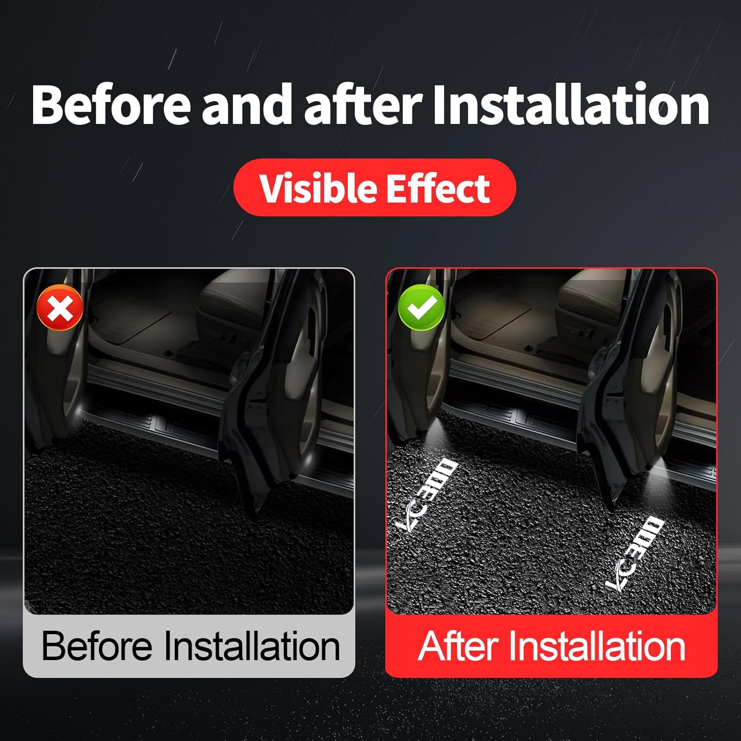 Car Door Light Logo Projection Light Suitable for 2021-2024 Toyot@ Land Cruiser 300 LC300 Fade Free high-Definition LED car Welcome Projection Light, Environmental Foot Light (4 Pieces)