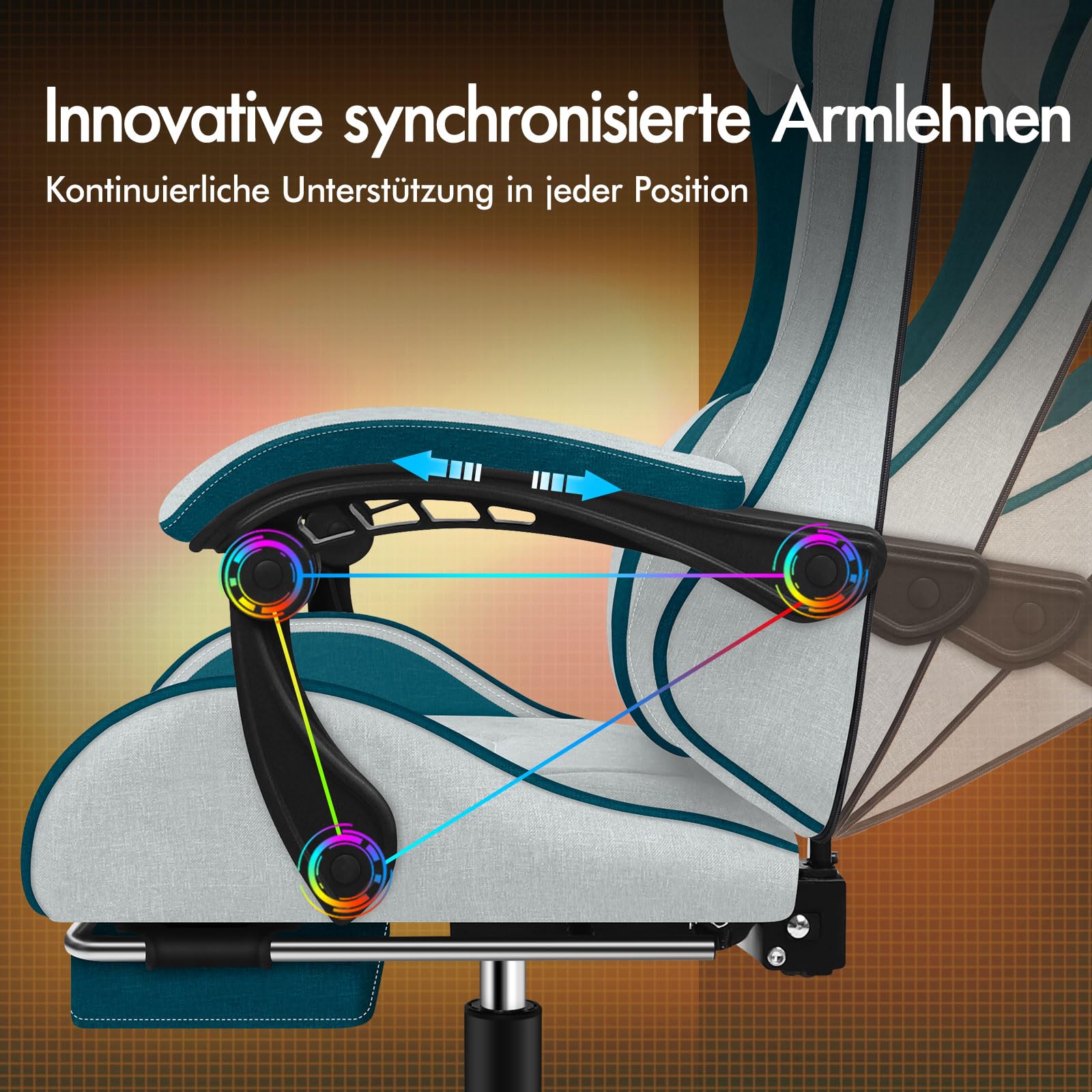 ALFORDSON Massage Gaming Stuhl Gamer-Stuhl ergonomischer Bürostuhl, Schreibtischstuhl Rennstuhl Verstellbarer, 360° Drehstuhl, höhenverstellbarer PC-Stuhl, Neigungswinkel 90°-150°, Dunkelblaugrün