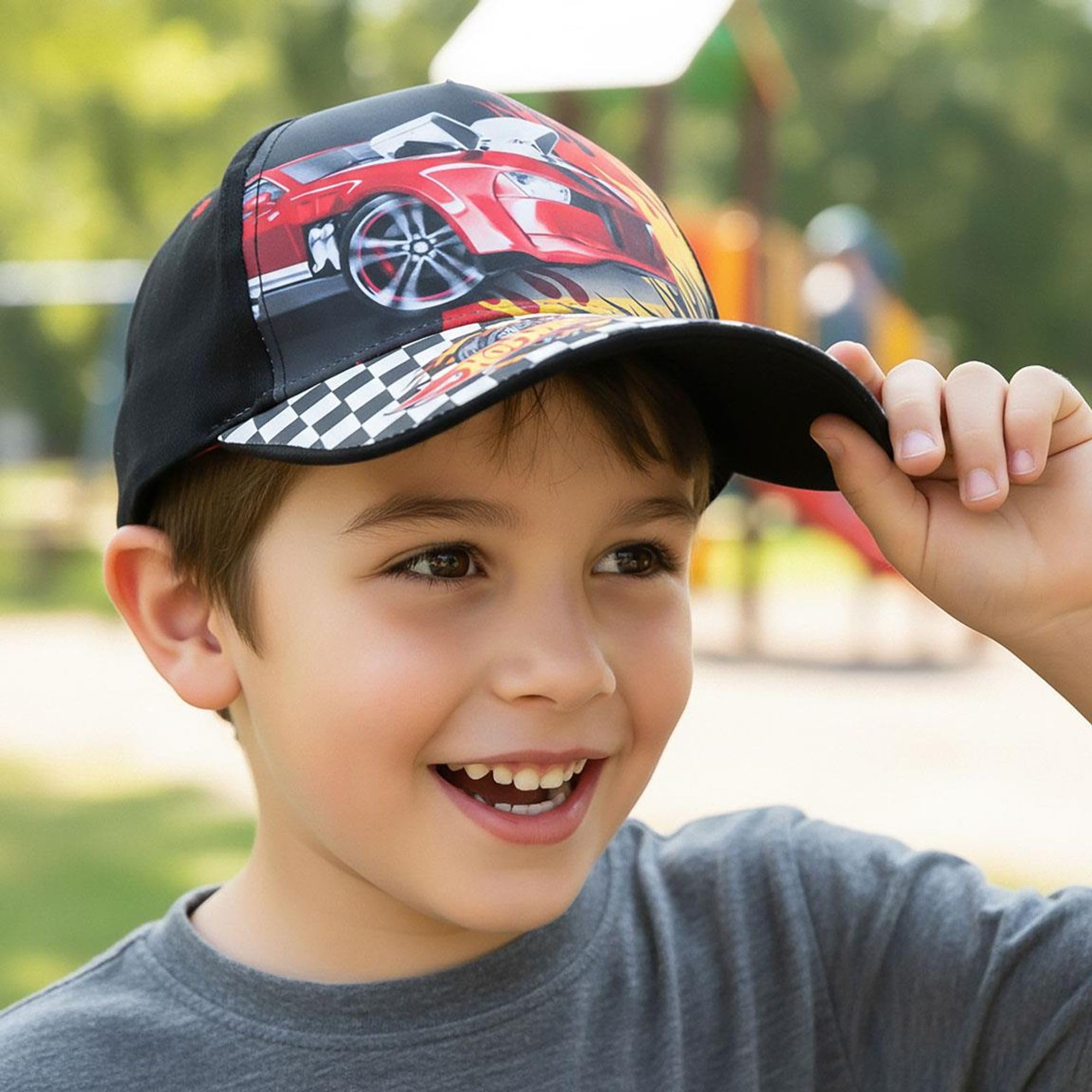 Gorra infantil Hot Wheels ajustable para niños y niñas – Gorra Hot Wheels con visera curva para verano, parque y playa