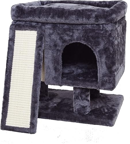 Miniatura 28 de SYANDLVY Árbol pequeño para gatos de interior, torre para gatos con poste rascador, casa de actividades moderna para gatos grandes, condominio