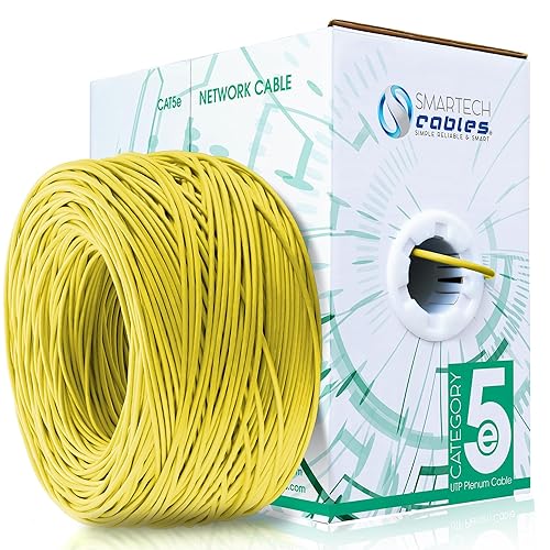 Smartech Cables - Cable Plenum Cat5e de 1000 pies (CMP) - Cable de conductor sólido Cat5e de 1000 pies - 24 AWG, 350 MHz, 4 pares, cable Ethernet