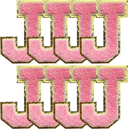 Miniatura 211 de Jongdari Letras termo-adhesivas para ropa, parche de letras de felpilla con brillantina del alfabeto, apliques para coser con adhesivo planchado, 8