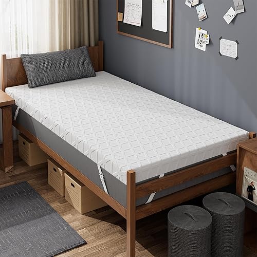 Miniatura 13 de ELEMUSE Cubrecolchón de espuma viscoelástica con diseño ventilado de 3 pulgadas, tamaño individual, almohadilla de espuma de remolino con gel