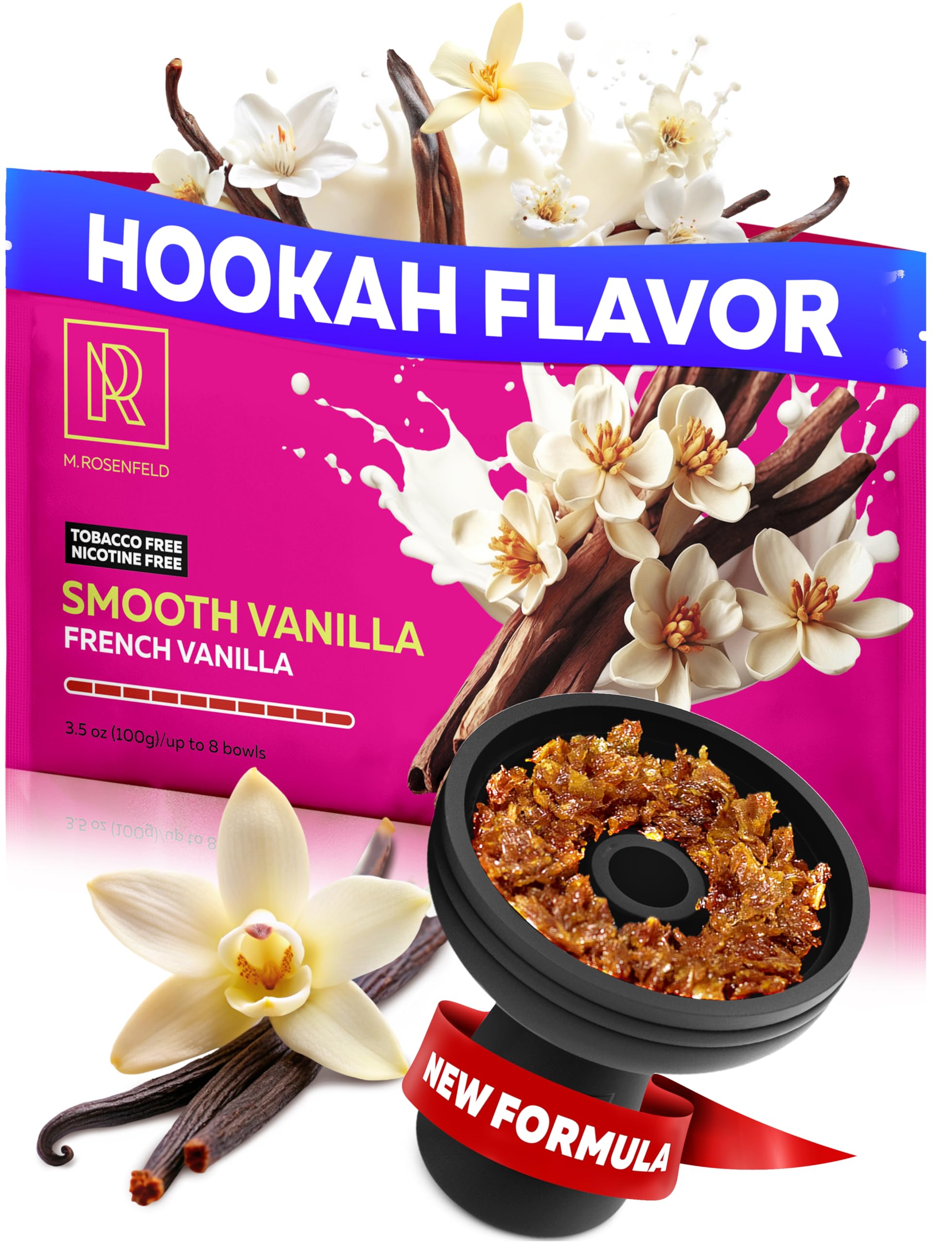 Smooth Vanilla Shisha Hookah Flavors – 3.5 oz (100g) Tobacco Free & Nicotine Free Shisha – Premium Non-Tobacco Hookah Flavors – Long-Lasting & Rich Smoke