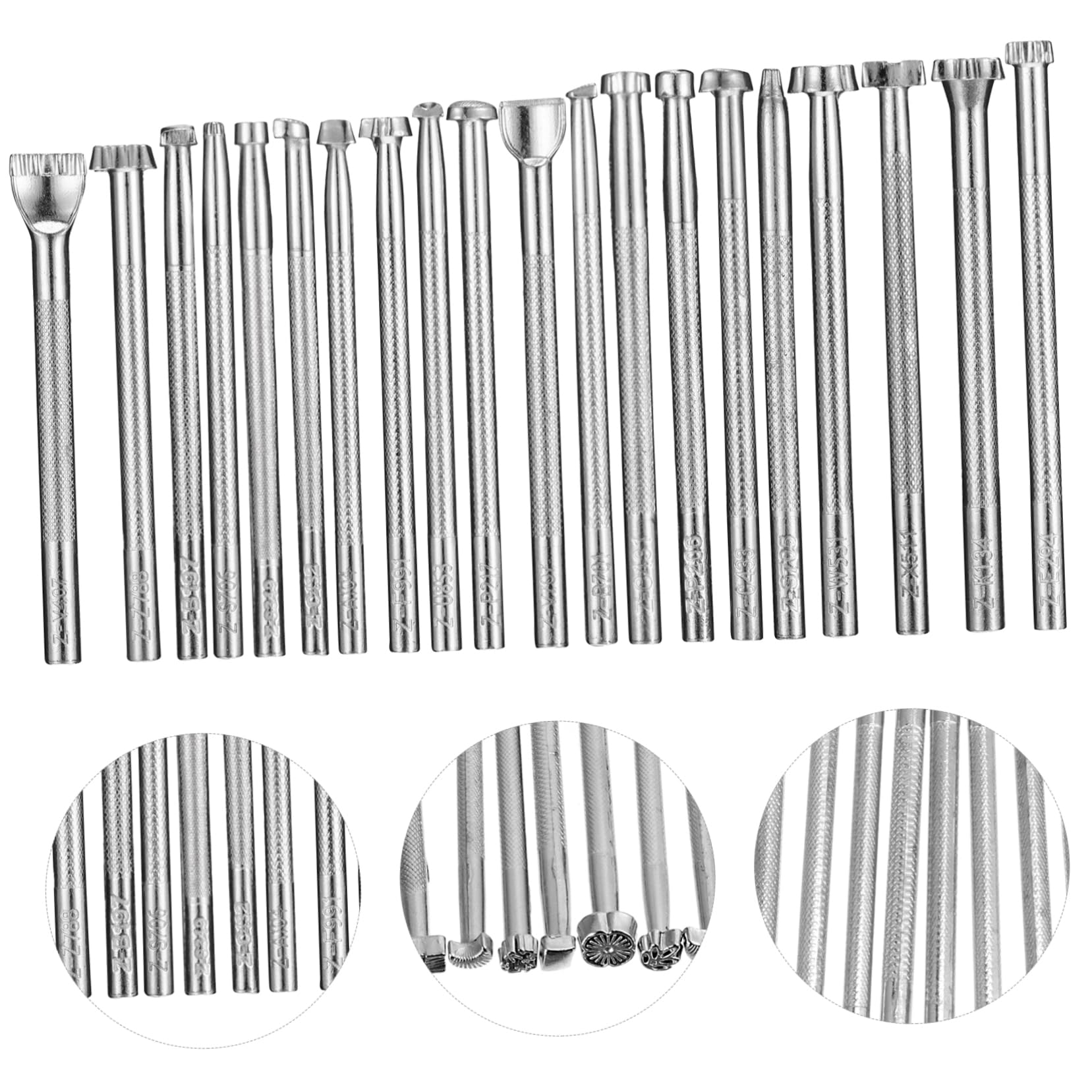 IWOWHERO Juego De Herramientas Para Cuero 20pzas Estampación De Artesanía Cuero Molde De Grabado y Tallado Kit De Impresión De Patrones