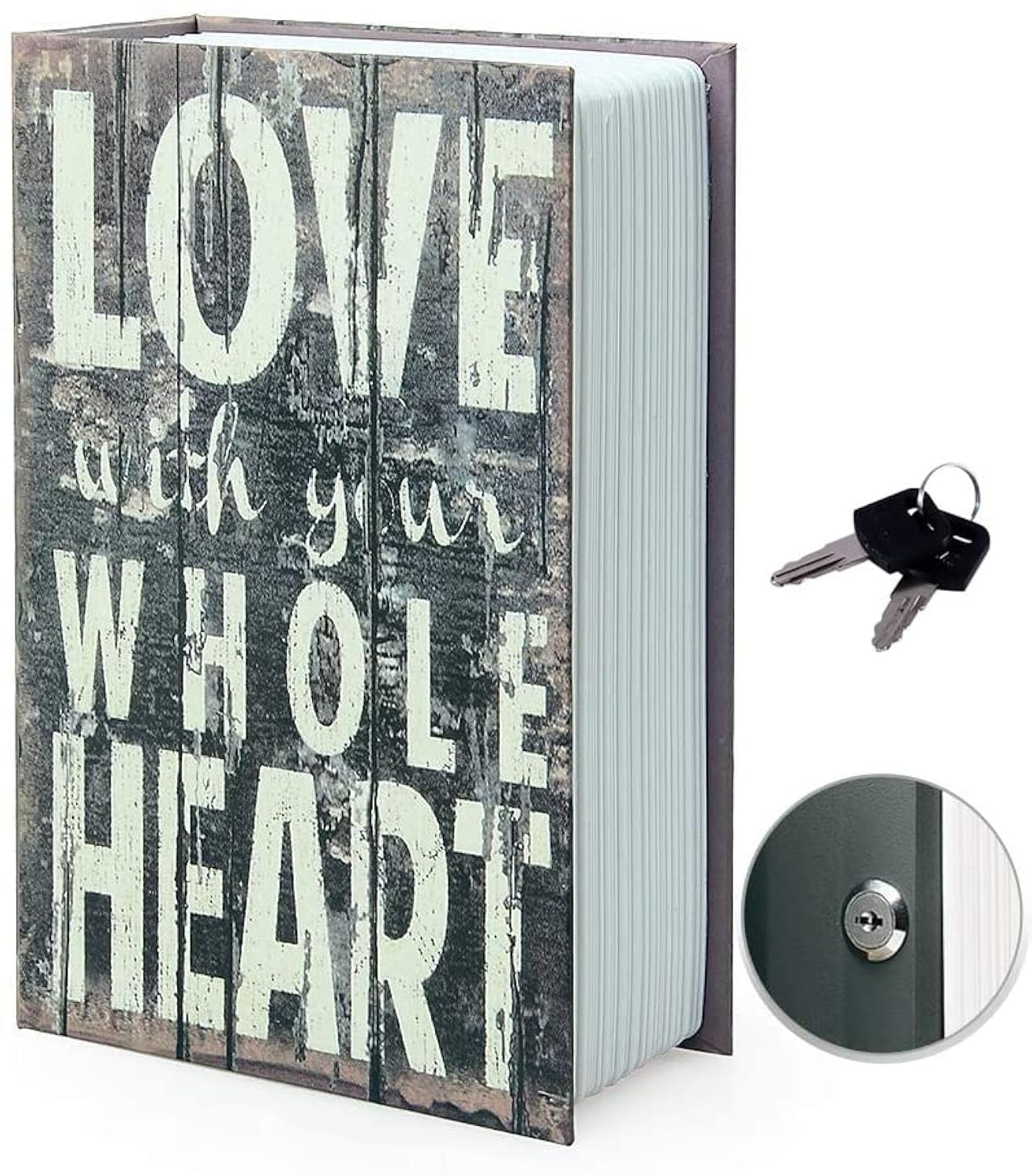 Diversion Book Safe with Key Lock, Hidden sturdy small safe, ,Portable Cash Jewelry secret safe, Classical Design book safe blends into book shelf well.