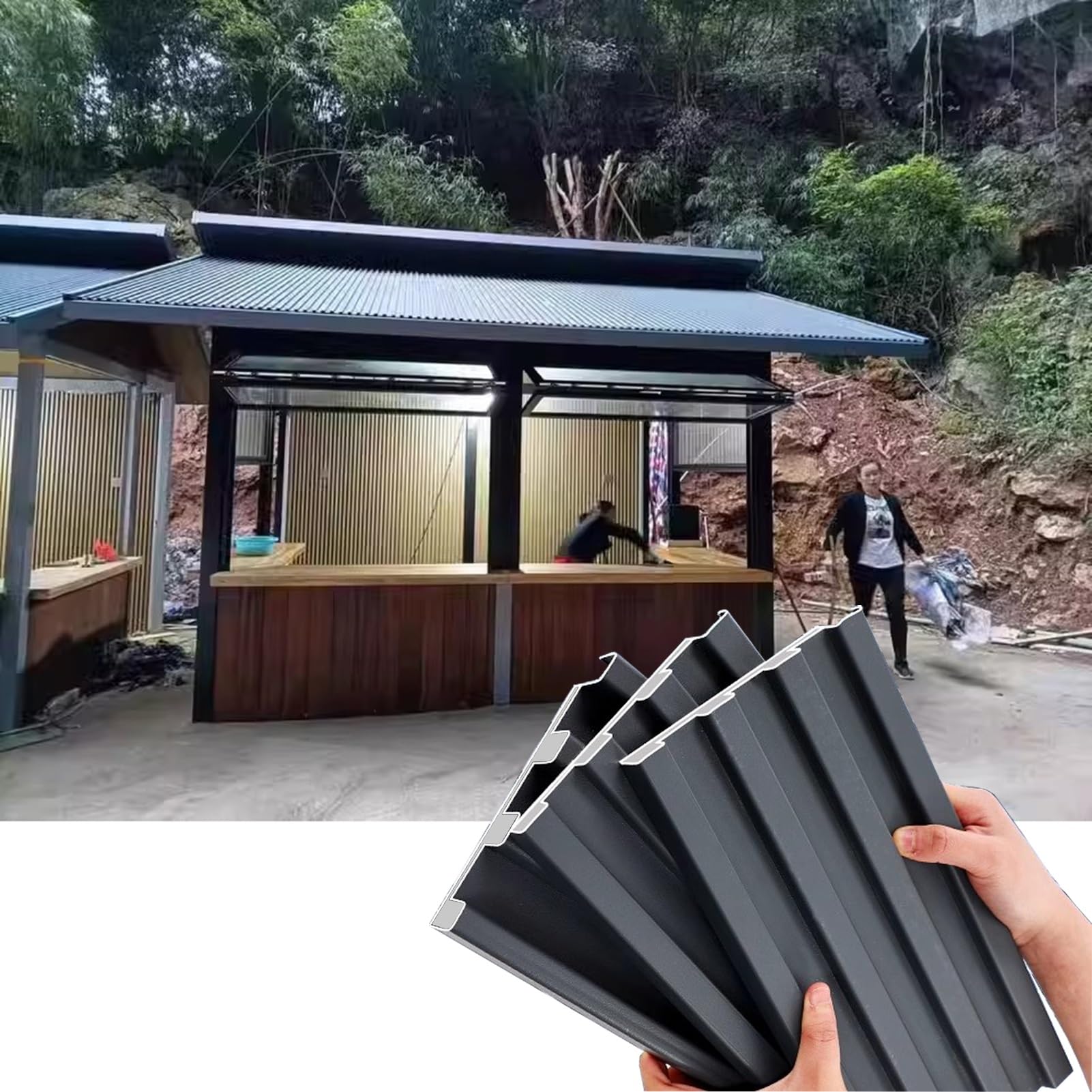 Panneaux de toiture en métal ondulé pour stopper les fuites de pergola