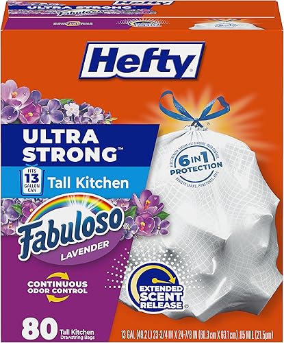 Hefty Ultra Strong 13 Gallon Trash Bags, Tall Kitchen Trash Bags 13 Gallon Size,