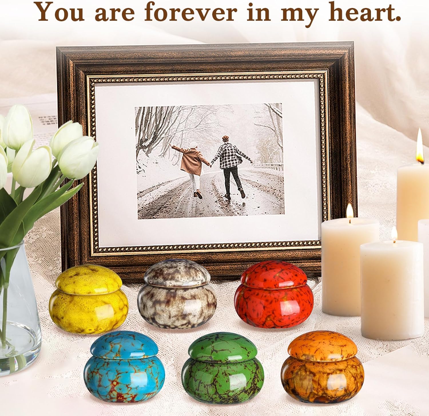 Small Urns for Human Ashes Keepsake Set of 6, 1.6'' Cremation Keepsakes Urns for Ashes Ceramic Decorative Mini Urn for Adult Women Male Ashes Pet Urn Dog Cat Funeral Ashes Keepsake 6 Colors - Image 7