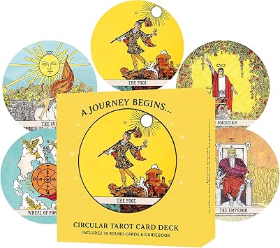 Tarot Cards for Beginner, 78 Round Tarot Cards with Guide Book, Round Tarot Deck can be used for fortune telling, spiritual growth, meditation and advanced divination practice 3.93*3.93 inches.