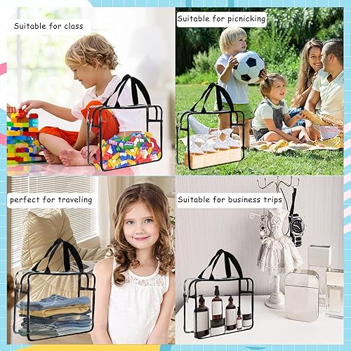 Miniatura 5 de Paquete de 3 bolsas de almacenamiento de juguetes, organizadores de juguetes y almacenamiento de PVC transparente con asas para manualidades,