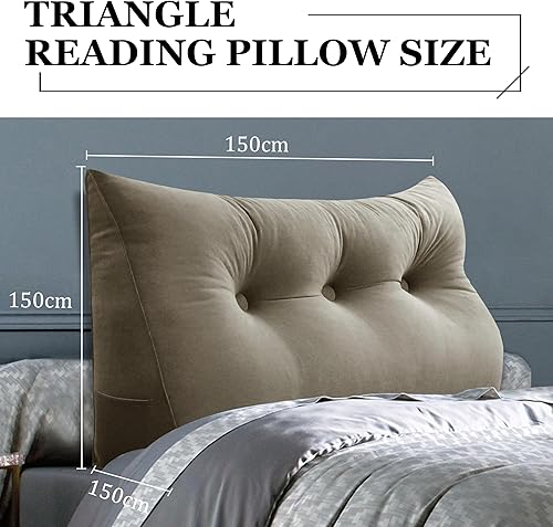 Miniatura 7 de Almohada de cuña gruesa de 8 libras para cabecero de dormitorio universitario, almohada de cuña de terciopelo con respaldo triangular con bolsillo