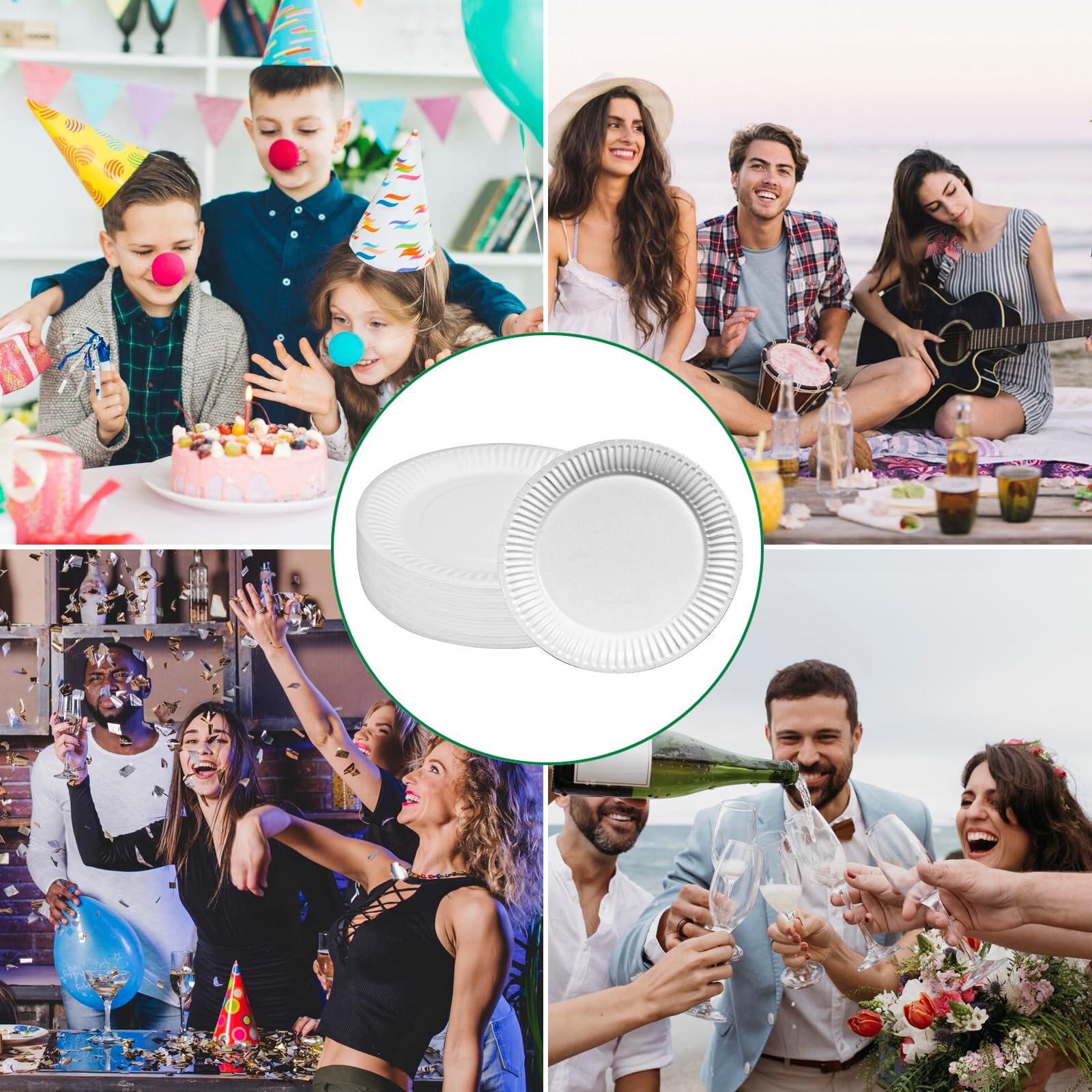 100 Piatti Di Carta Biodegradabili | Ø18 Cm, 250 G/m² - Per Feste E Picnic - Foto 10