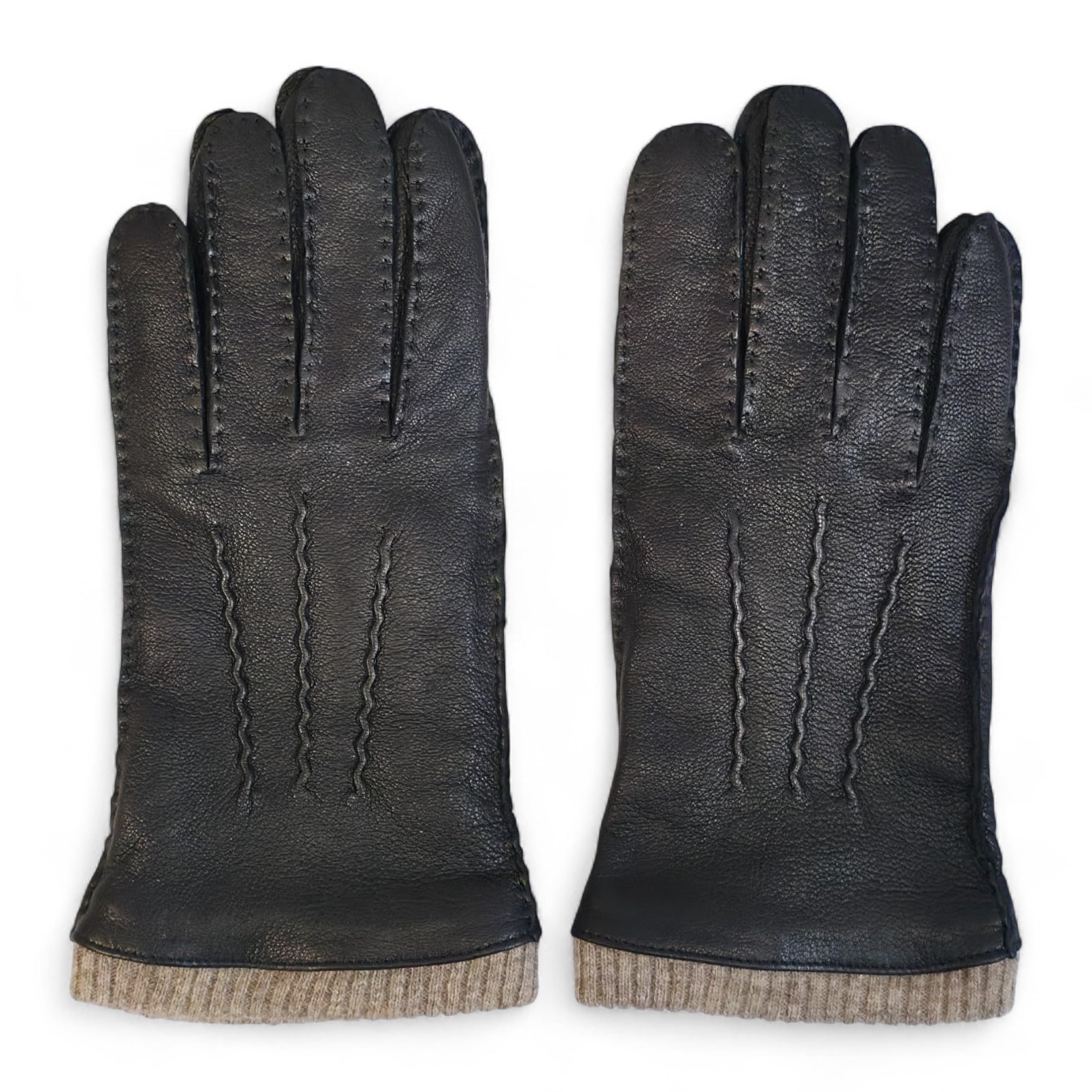 Infinity Leather Guantes de Invierno de Piel Italiana Hombre: Forro de Lana Cálido, Compatibles con Pantallas Táctiles, Resistentes al Agua, Para Conducir y Montar a Caballo.