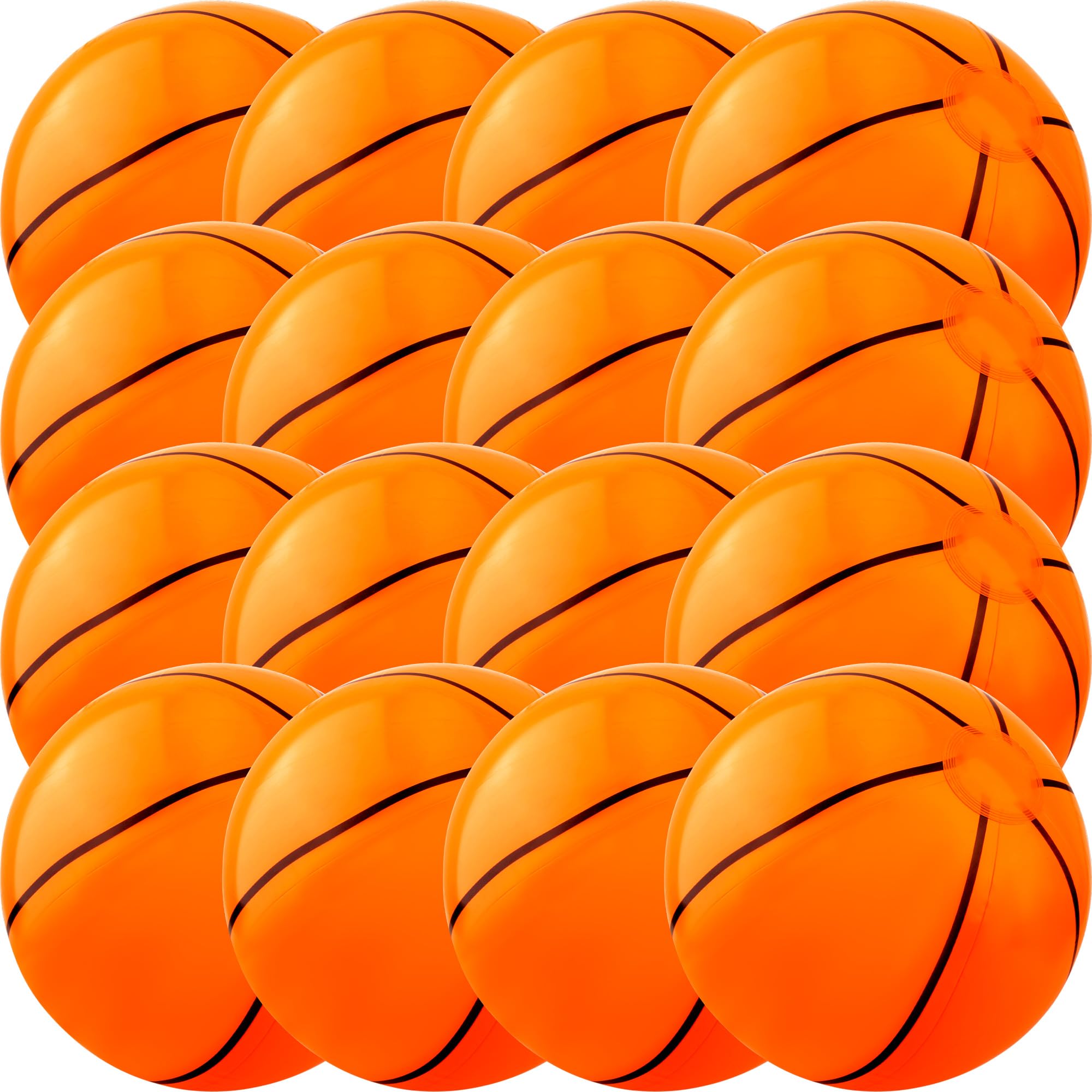 16 Pcs 16 Inch Inflatable Sports Beach Ball Inflatable Basketball Baseball Soccer Football Blow Up Beach Sports Ball for Sports Party Summer Pool Water Toys (Basketball)
