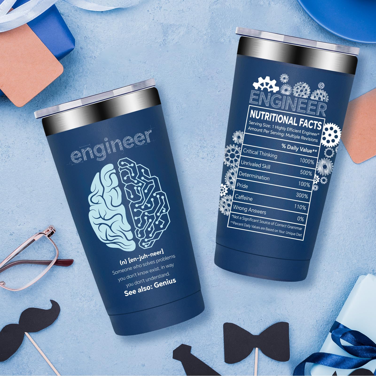 Fufandi Engineer Gifts, Mechanical Engineering Gifts for Men - Civil Engineering Student Graduation gift, Retirement Present for Engineer - Tumbler Cup 20oz