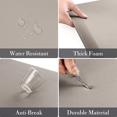 Miniatura 26 de HappyTrends Tapete de cocina [2 piezas] acolchado, cómodo, antifatiga, impermeable, antideslizante, tapete de espuma ergonómica gruesa y perfecta