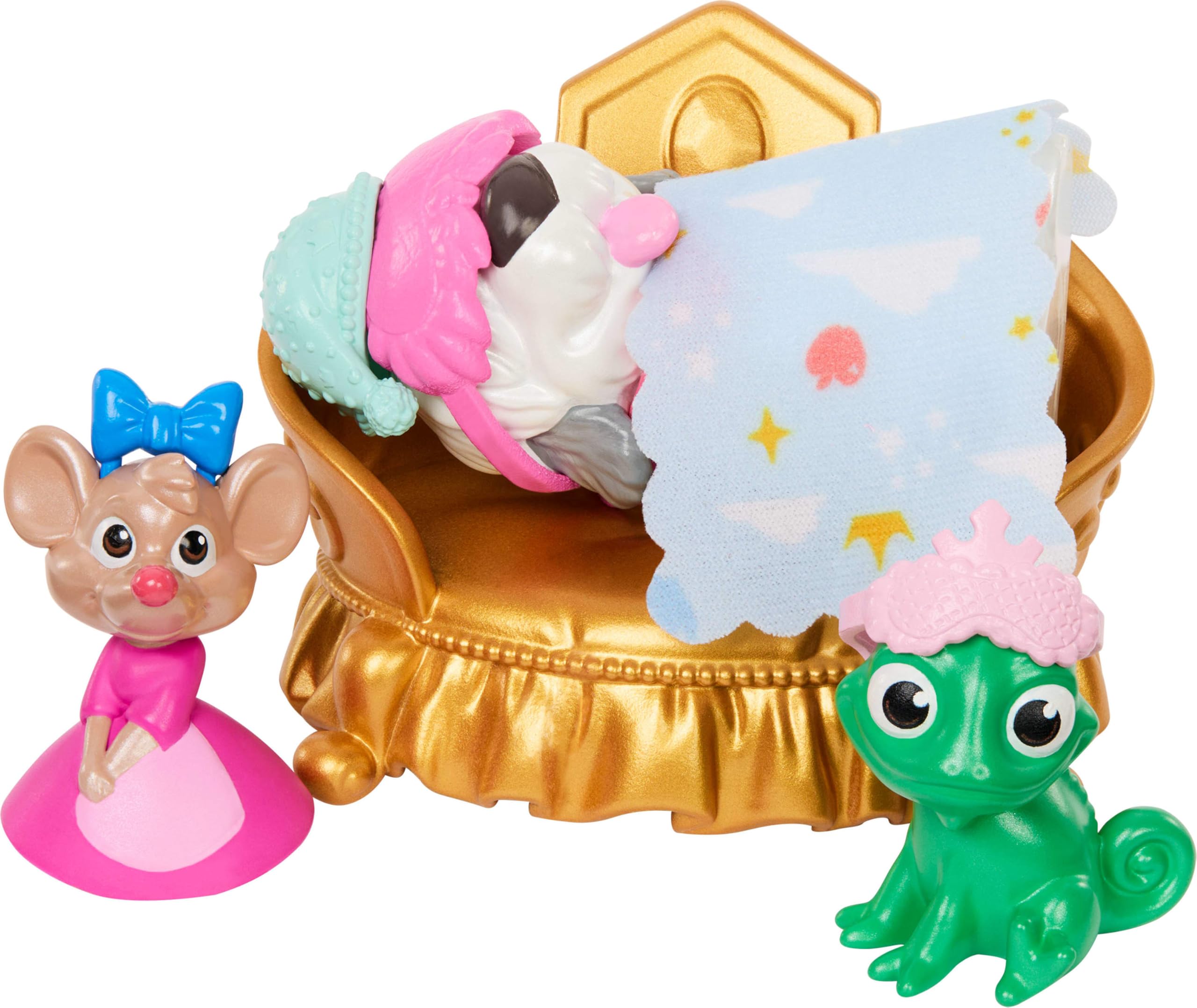 Mattel Disney Princess Zamek dla pupili, ponad 60 cm | 7 stref zabawy, 3 figurki zwierzątek, meble i 17 akcesoriów, domek dla pupili inspirowany filmami Disneya, JBF96