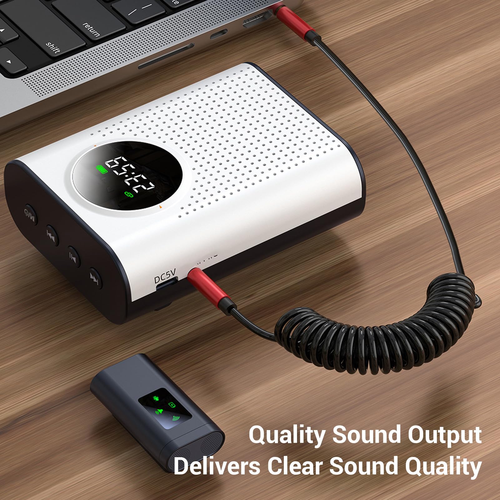 Cocoarm Amplificatore Vocale Wireless Amplificatore Vocale Bluetooth ABS con Microfono a Clip 2.4G Display LED 2000mAh Riduzione del Rumore per Riunioni di Formazione in Aule di Insegnanti