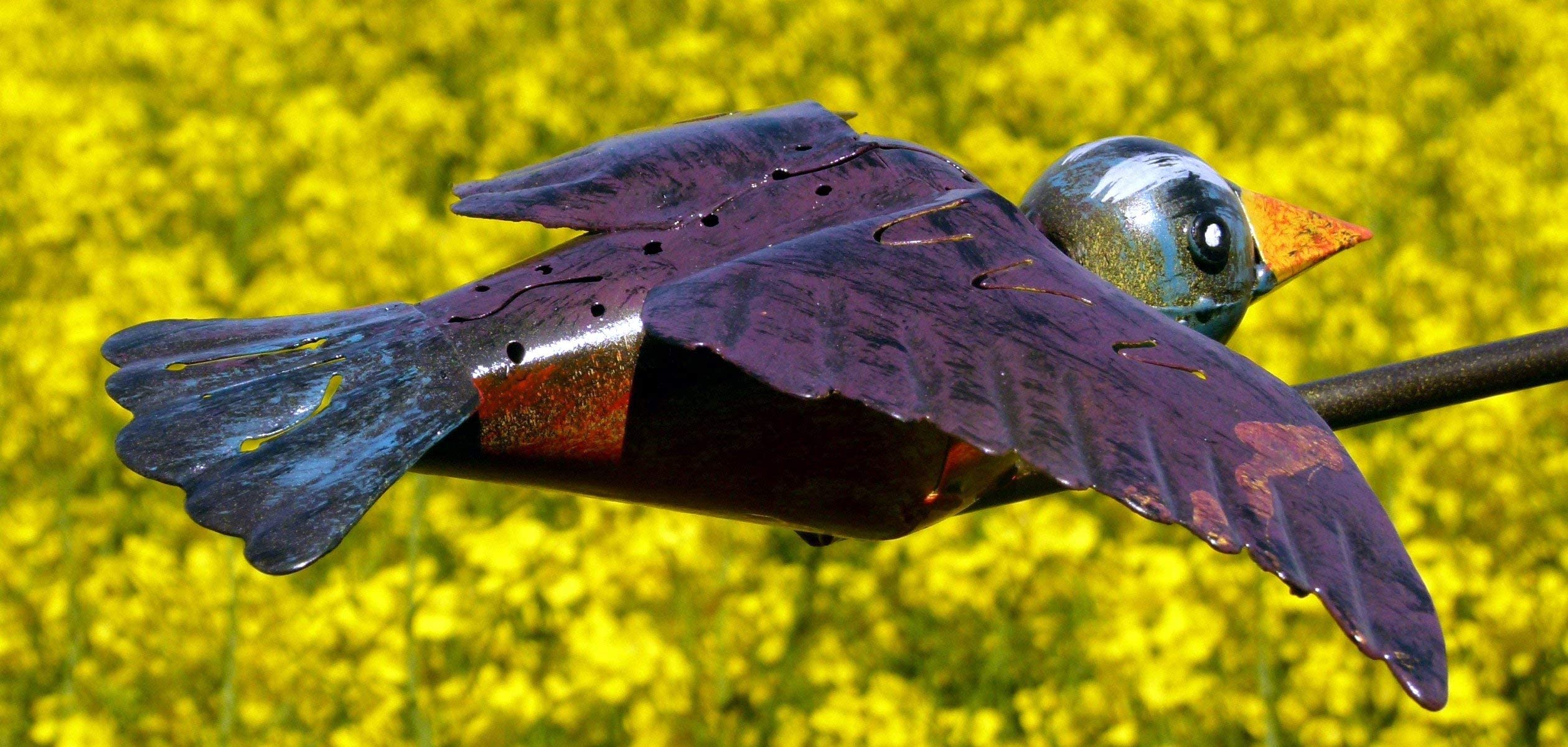 Pommerntraum ®| Windspiel Vogelwippe Metallwindspiel Gartendeko Vogel Vögel | Gartenpendel Gartenwippe Gartenstecker Gartenkunst Unruhe Vögelchen Vogelskulptur Windornament Gartenpoesie (BLAUE VÖGEL)