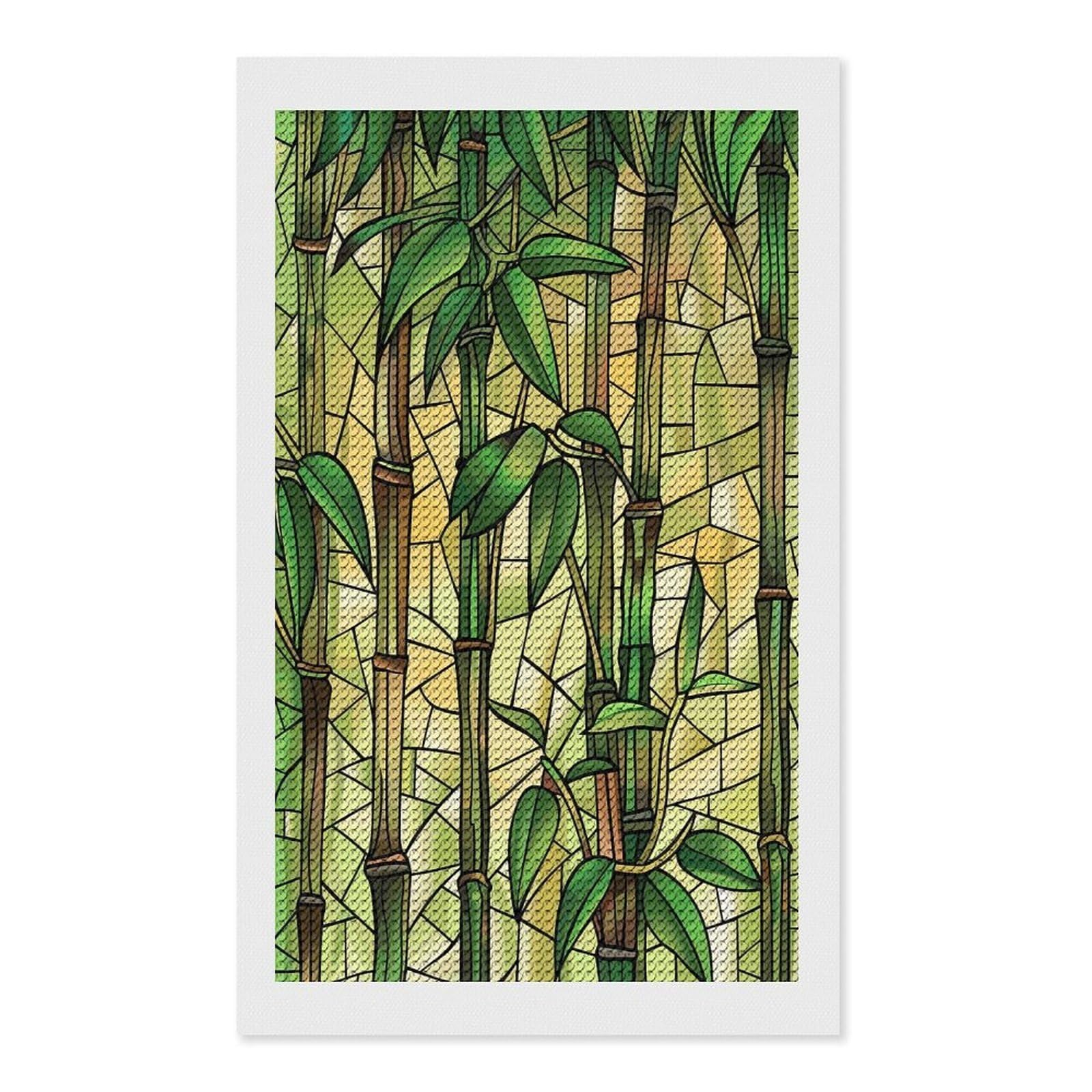 Junmoney Stained Glass Bamboo Forest Diamond Painting Canvas Set 12"x20", for Women, Mindful Craft Activity, Cosy Home Accent, Festive Craft Gift