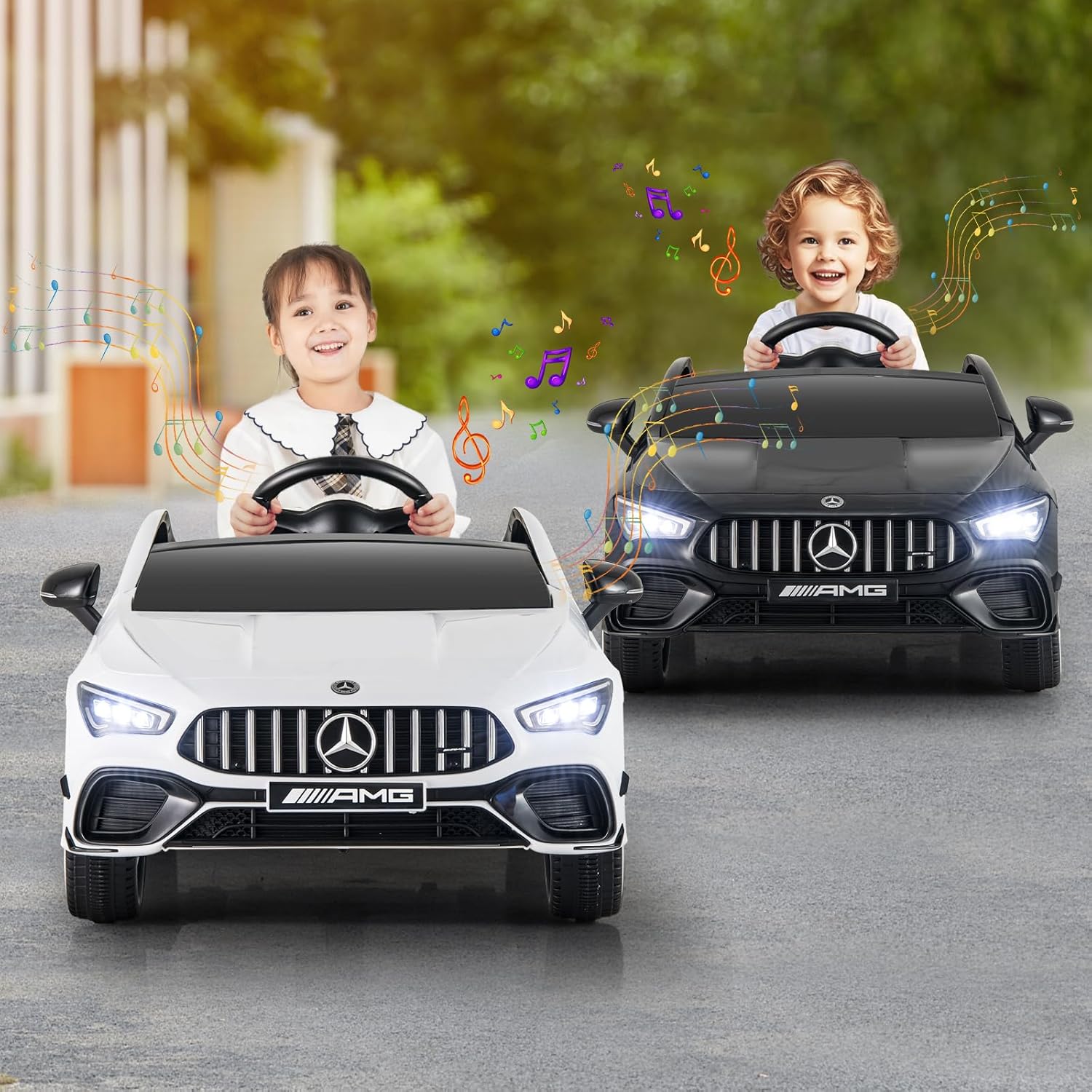 Costzon Ride on Car, 12V Licensed Mercedes-Benz Kids’ Electric Vehicles with Parent Remote, Rocking Function, Music & Horn, LED Headlights & Soft Start, Battery Powered Kids Car Toy for Ages 3+(White) - Image 2