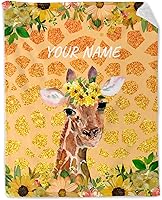 Vista 9 de Manta de jirafa para regalar – Manta estética de jirafa de 40 x 50 pulgadas, mantas de felpa suave y mullida naranja para sofá