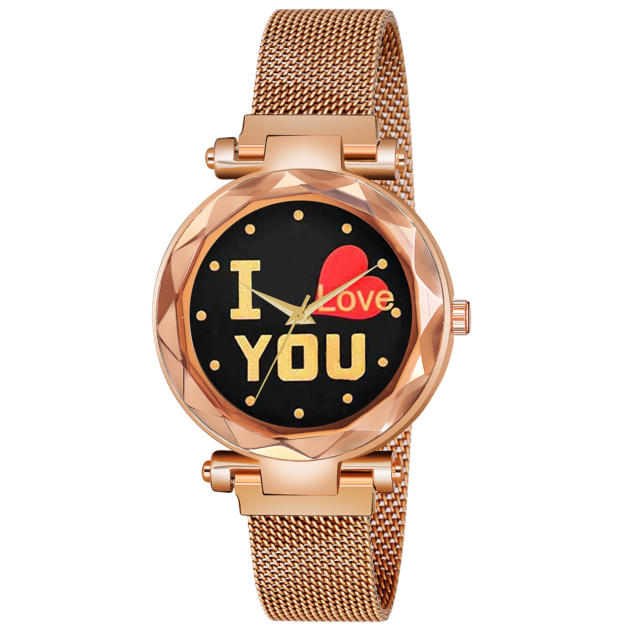 niyati Nx Analogue I Love You Black Dial and Rose Gold Magnet Belt Watch for Girls and Women (B09GP9B158) Amazon Price History, Amazon Price Tracker