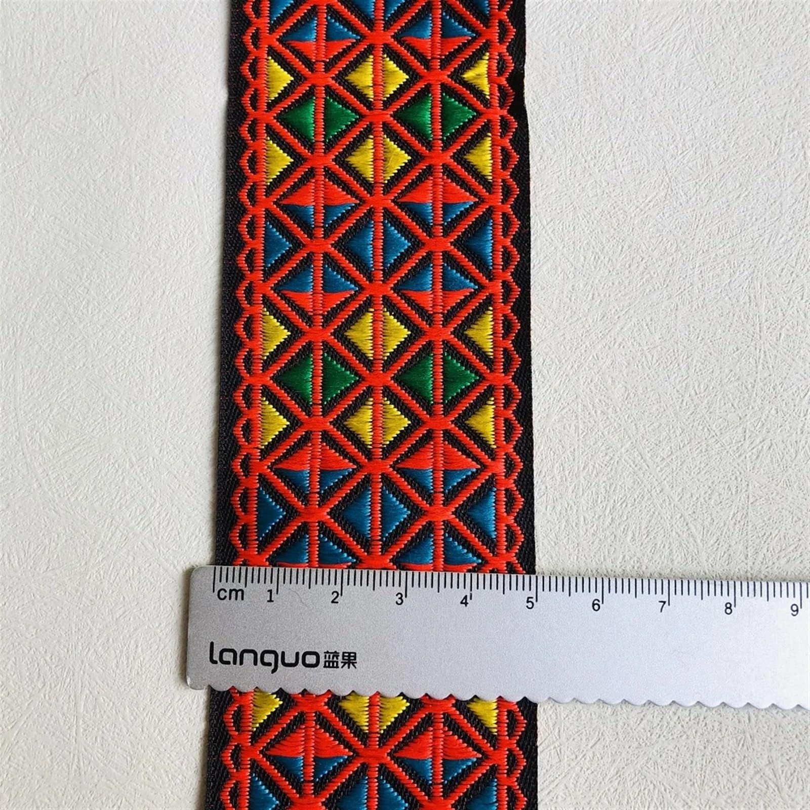 Cinta Bordada, Cinta de poliéster roja Tejida en Jacquard 10 Yardas/5 cm Ancho
