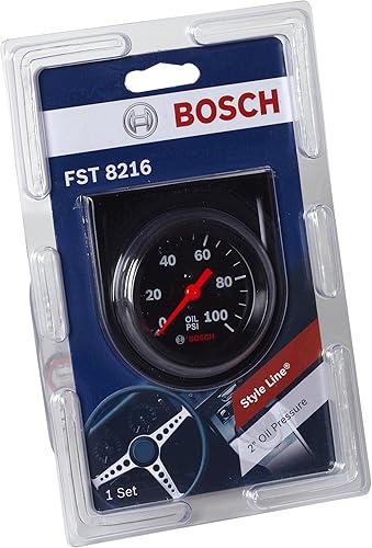 Miniatura 3 de Bosch SP0F000052 Style Line - Manómetro mecánico de aceite de 2 pulgadas (esfera negra, bisel negro)