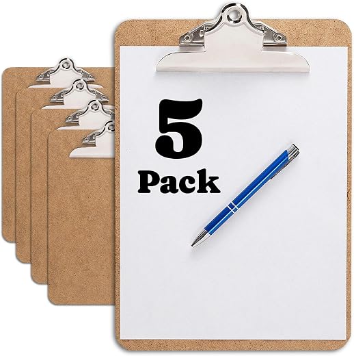 Letter Size Clipboards with Low Profile Clip (Set of 10) – Wood Clipboards Bulk 10 Pack, Heavy Duty Clipboard, Back to School Teacher Classroom Supplies, School Supplies for College Students