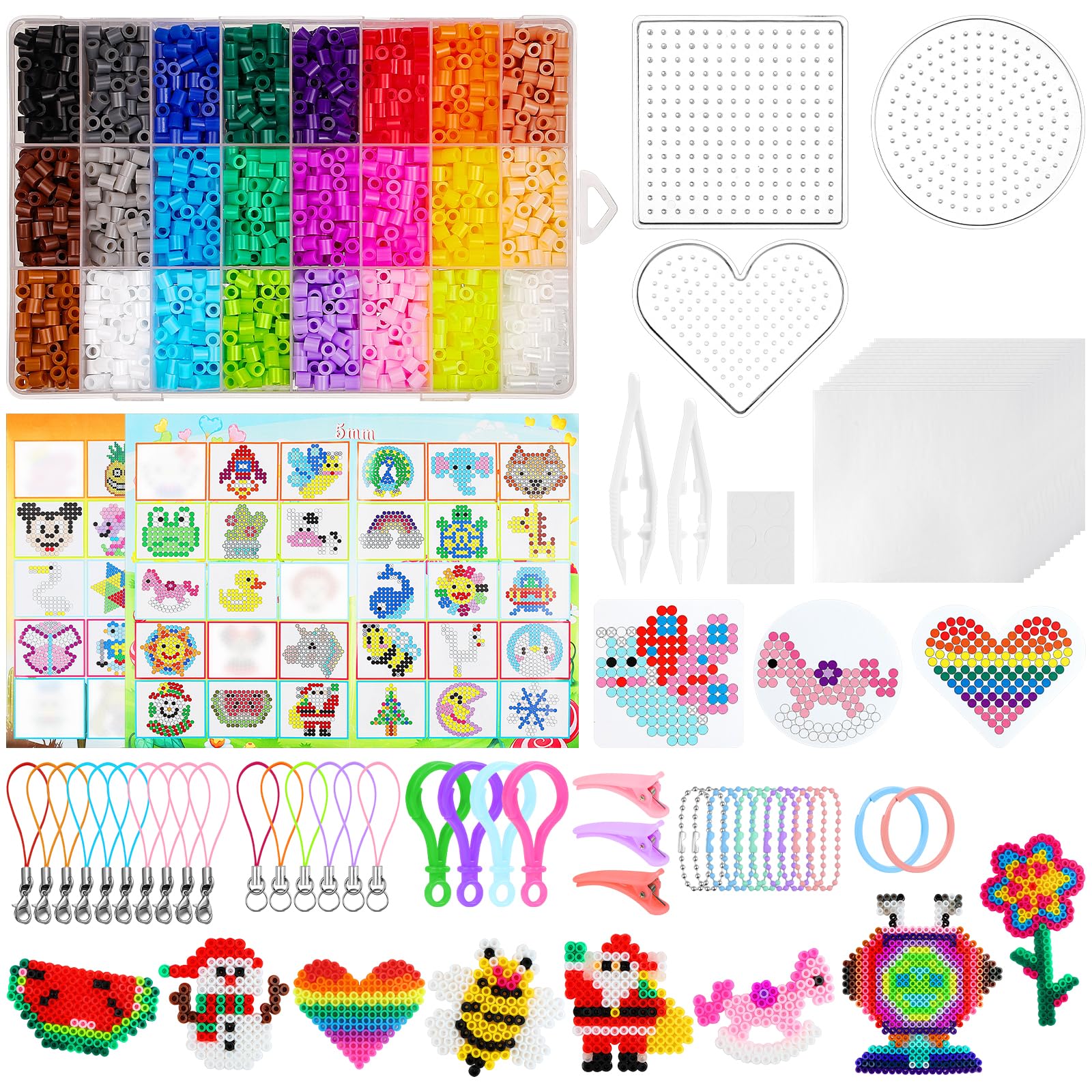 AUAUY 4300pcs Fuse Beads Kit, 24 Colors 5mm Iron Beads Set for Decoration