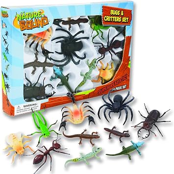 Nature Bound Toys Bugs & Critters Boxed Set with Toy Insect & Animal Figurines 10 Piece, Large