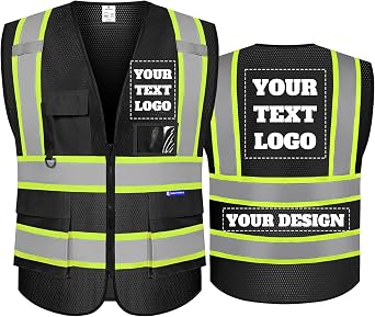 Custom Safety Vest Logo High Visibility Reflective Vest Ansi with Pockets Class 2 Hi Vis Security Construction Workwear