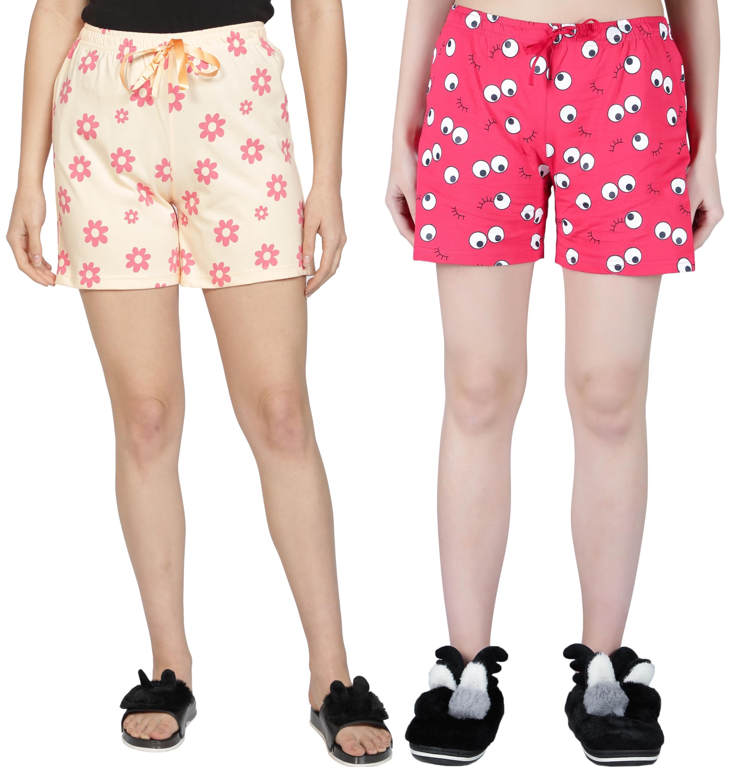 club a9 Mid Rise Elastic Waist Womens Casual Regular Fit Cotton Printed Shorts (Pack of 2, Multicolor) WSCOM2_236_XL-picture-24
