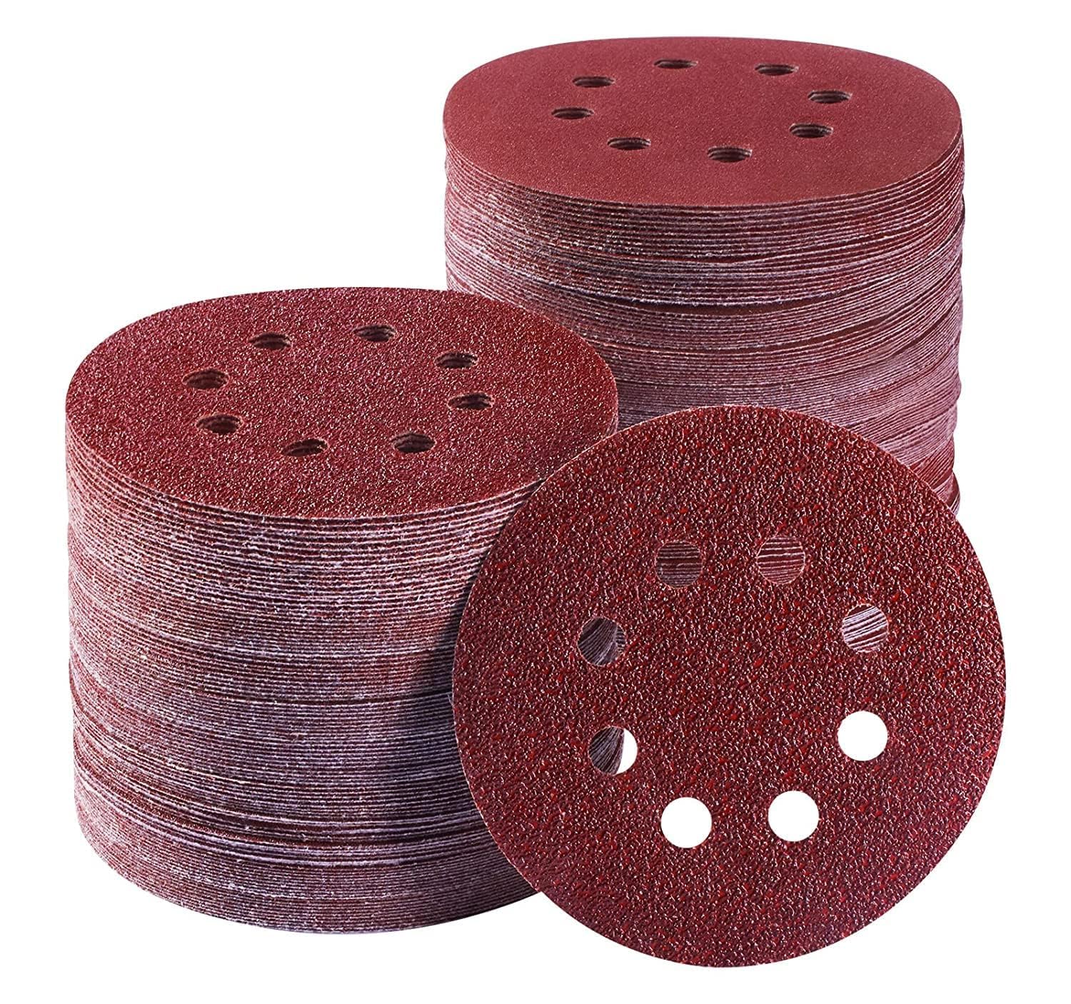 By XTRAPOWER 5 Inch Sanding Discs Paper 8 Holes Sutibale For Random Orbital Sander Machine 125mm (80 GRIT, 100)-image-36