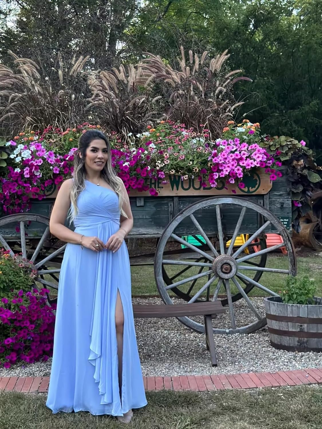 YOFF One Shoulder Bridesmaid Dress with Slit 2026 A Line Chiffon Formal Party Dresses YO001 - Image 3