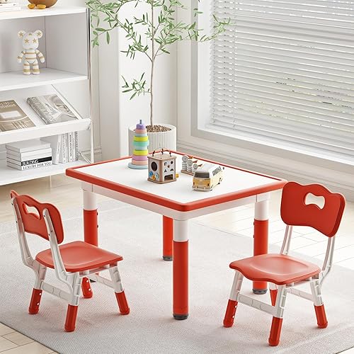 Miniatura 41 de Juego de mesa y 2 sillas para niños, juego de mesa y silla para niños pequeños de altura ajustable, 31.5 pulgadas de largo x 23.6 pulgadas de ancho,